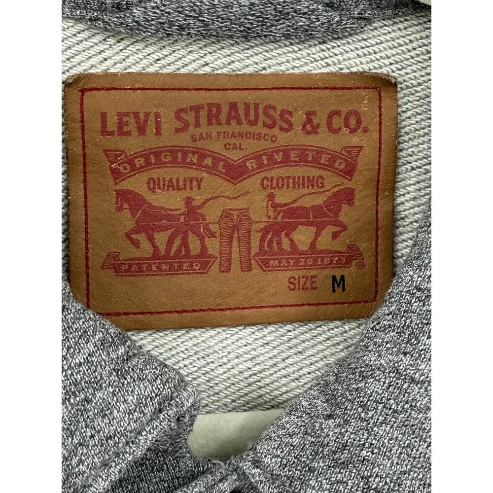 Levi's Men's French Terry Trucker Shacket Jacket Heather Gray 100% Cotton Size M